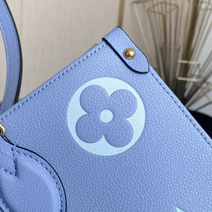 ONTHEGO MM 35CM SUMMER BLUE EMBOSSED GRAINED COWHIDE