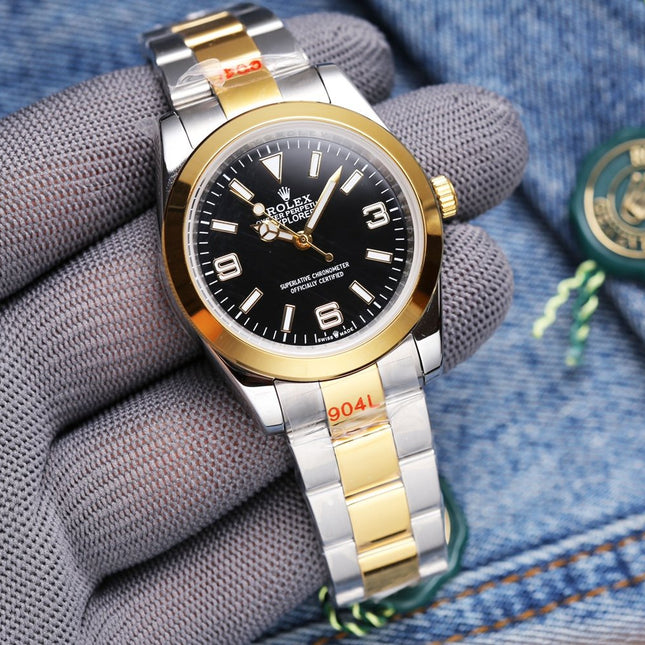 EXPLORER 41MM GOLD STEEL BLACK DIAL