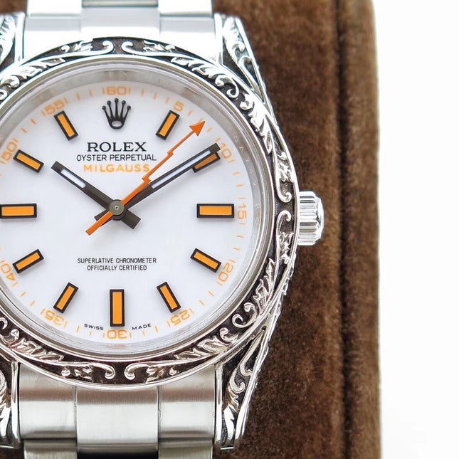 MILGAUSS 40 HAND ENGRAVED CASE WHITE DIAL