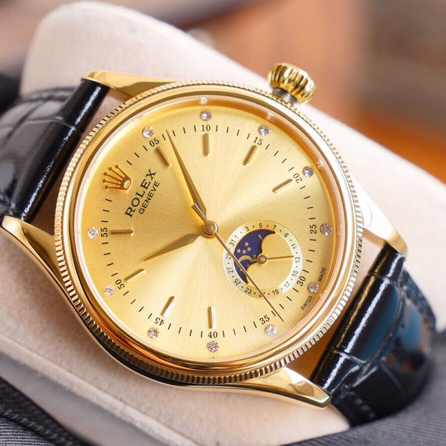 CELLINI 41 MOONPHASE GOLD CASE LEATHER