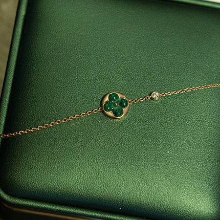 SUN MALACHITE 1 DIAMOND PINK GOLD BRACELET