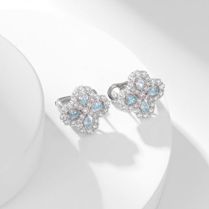 LOOP FULL DIAMOND MOTIF SILVER EARRINGS