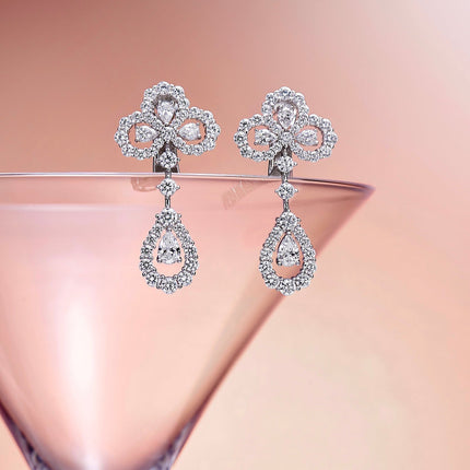 LOOP DIAMOND DROP SILVER EARRINGS