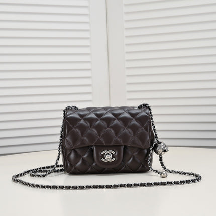 SMALL FLAP BAG 17CM 1786 BROWN SILVER