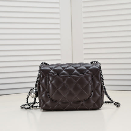 SMALL FLAP BAG 17CM 1786 BROWN SILVER