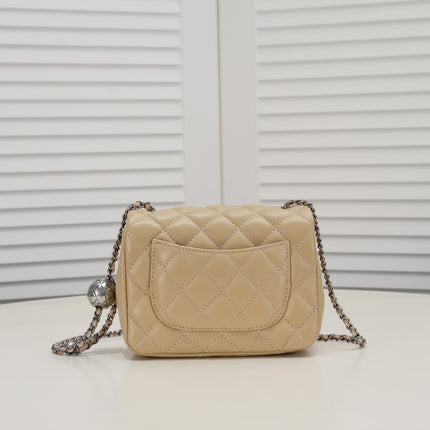 SMALL FLAP BAG 17CM 1786 PALE BROWN SILVER