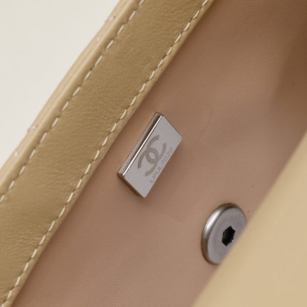 SMALL FLAP BAG 17CM 1786 PALE BROWN SILVER