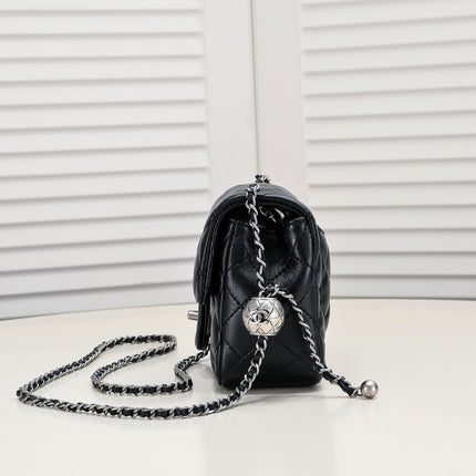 SMALL FLAP BAG 17CM 1786 BLACK SILVER