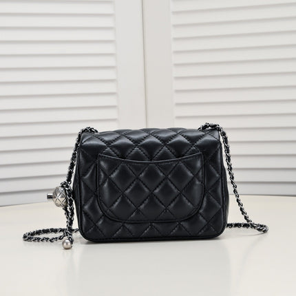 SMALL FLAP BAG 17CM 1786 BLACK SILVER