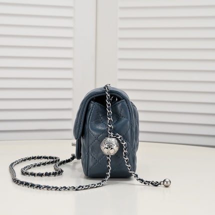SMALL FLAP BAG 17CM 1786 SAPPHIRE BLUE SILVER