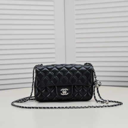 FLAP BAG 20CM 1787 BLACK SILVER