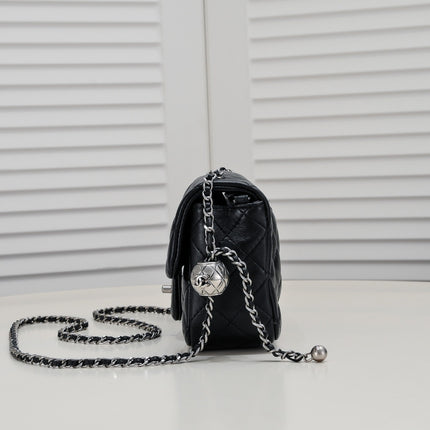 FLAP BAG 20CM 1787 BLACK SILVER