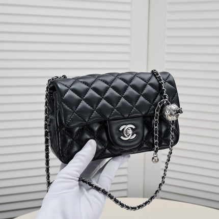 FLAP BAG 20CM 1787 BLACK SILVER