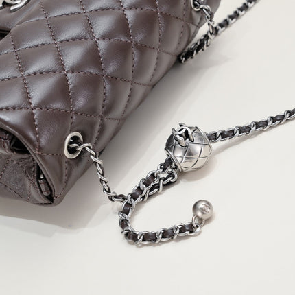 FLAP BAG 20CM 1787 BROWN SILVER