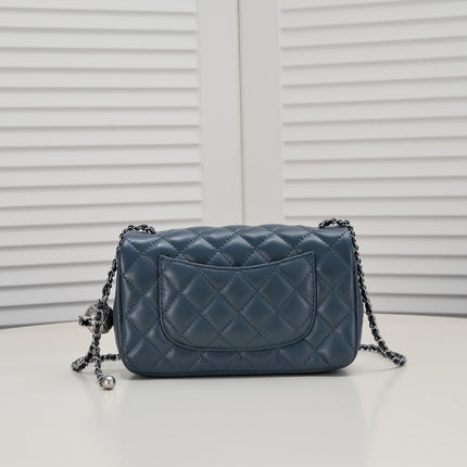 FLAP BAG 20CM 1787 SAPPHIRE BLUE SILVER