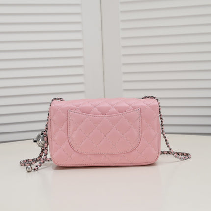 FLAP BAG 20CM 1787 PINK SILVER