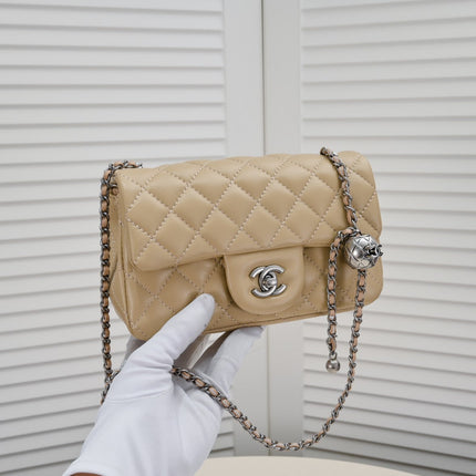 FLAP BAG 20CM 1787 PALE BROWN SILVER