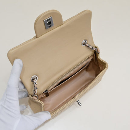 FLAP BAG 20CM 1787 PALE BROWN SILVER