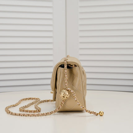 SMALL FLAP BAG 17CM 1786 PALE BROWN GOLD