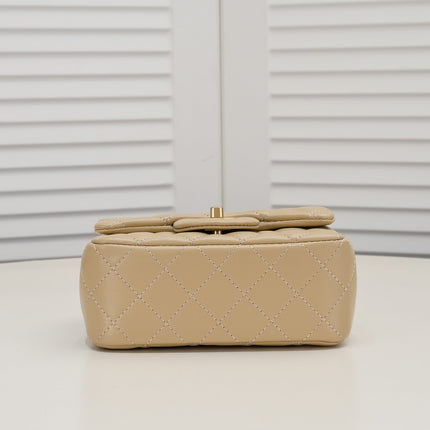 SMALL FLAP BAG 17CM 1786 PALE BROWN GOLD