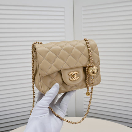 SMALL FLAP BAG 17CM 1786 PALE BROWN GOLD