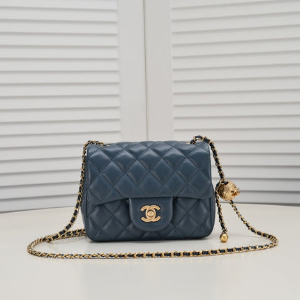 SMALL FLAP BAG 17CM 1786 SAPPHIRE BLUE GOLD