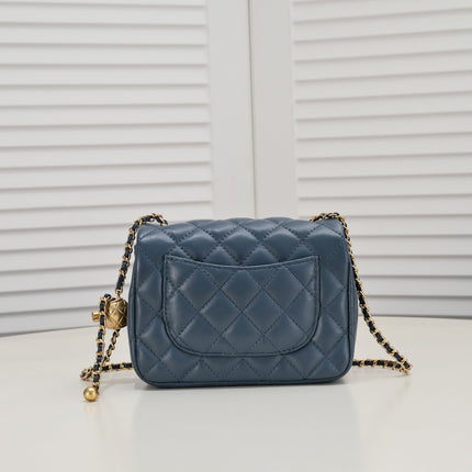 SMALL FLAP BAG 17CM 1786 SAPPHIRE BLUE GOLD