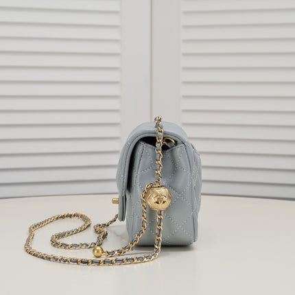SMALL FLAP BAG 17CM 1786 GREY GOLD