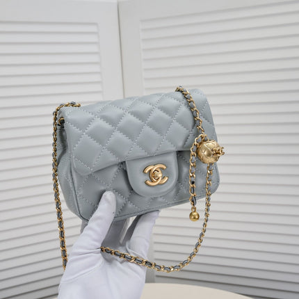 SMALL FLAP BAG 17CM 1786 GREY GOLD