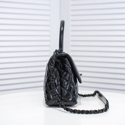 GUNMETAL QUILTED AGED CALFSKIN MEDIUM 26CM 92991