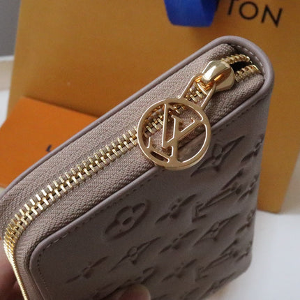 ZIPPY WALLET 19 BEIGE EMBOSSED LAMBSKIN