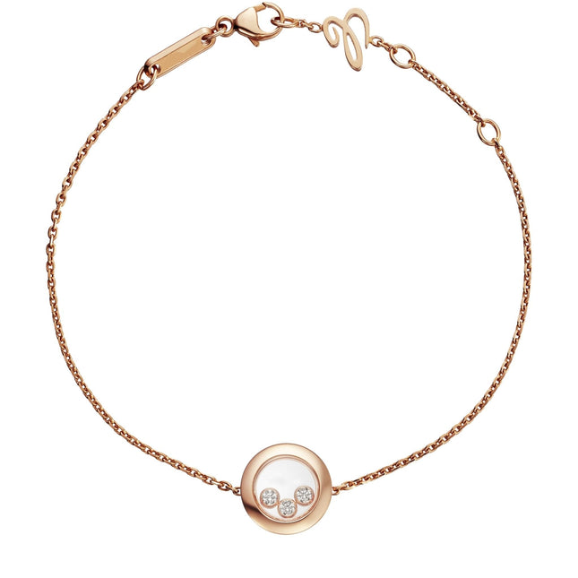 HAPPY HEART BRACELET PINK GOLD 3 DIAMOND