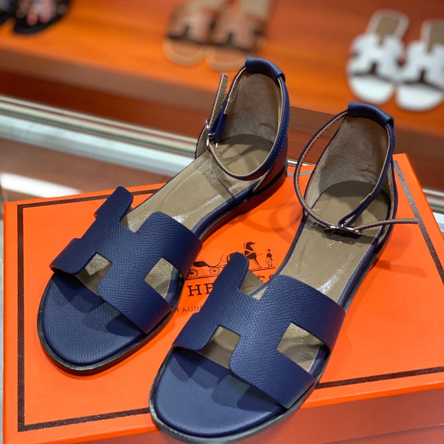 SANTORINI SANDAL NAVY CALFSKIN