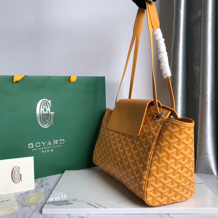 GOYA 26S ROUETTE PM TOTE BAG 30MM IN CARAMEL BROWN CANVAS AND CALFSKIN