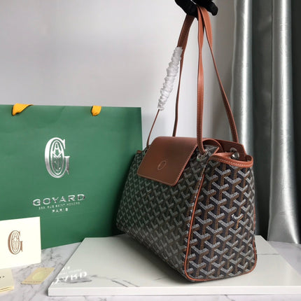 GOYA 26S ROUETTE PM TOTE BAG 30MM IN BROWN CANVAS AND CALFSKIN
