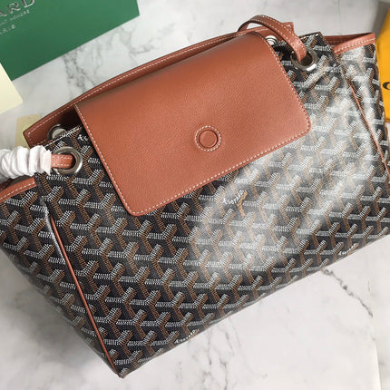 GOYA 26S ROUETTE PM TOTE BAG 30MM IN BROWN CANVAS AND CALFSKIN
