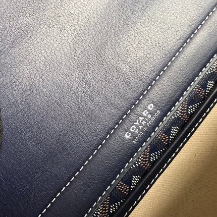 GOYA 26S ROUETTE PM TOTE BAG 30MM IN NAVY BLUE CANVAS AND CALFSKIN