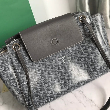 GOYA 26S ROUETTE PM TOTE BAG 30MM IN GRAY CANVAS AND CALFSKIN