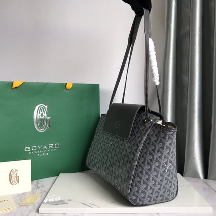 GOYA 26S ROUETTE PM TOTE BAG 30MM IN GRAY CANVAS AND CALFSKIN