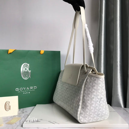 GOYA 26S ROUETTE PM TOTE BAG 30MM IN IVORY WHITE CANVAS AND CALFSKIN
