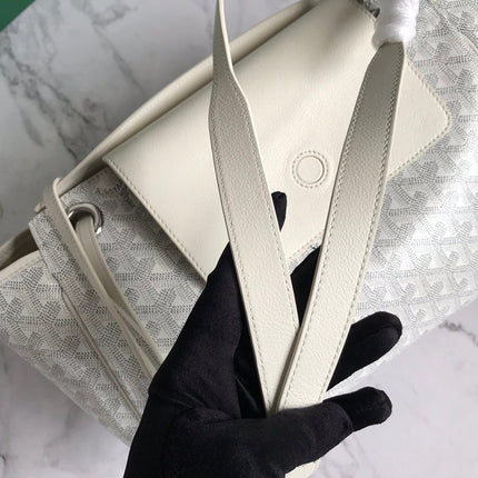 GOYA 26S ROUETTE PM TOTE BAG 30CM IN IVORY WHITE CANVAS AND CALFSKIN
