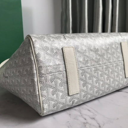 GOYA 26S ROUETTE PM TOTE BAG 30MM IN IVORY WHITE CANVAS AND CALFSKIN