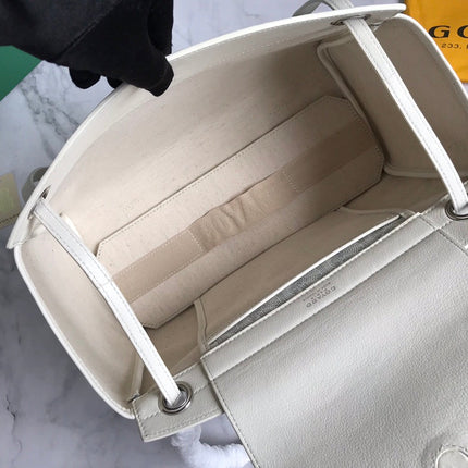 GOYA 26S ROUETTE PM TOTE BAG 30MM IN IVORY WHITE CANVAS AND CALFSKIN