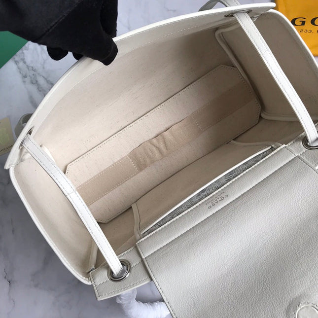 GOYA 26S ROUETTE PM TOTE BAG 30MM IN IVORY WHITE CANVAS AND CALFSKIN