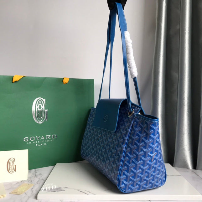 GOYA 26S ROUETTE PM TOTE BAG 30MM IN BLUE CANVAS AND CALFSKIN