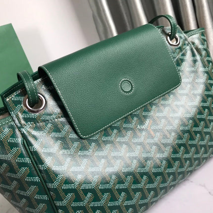 GOYA 26S ROUETTE PM TOTE BAG 30MM IN DARK GREEN CANVAS AND CALFSKIN