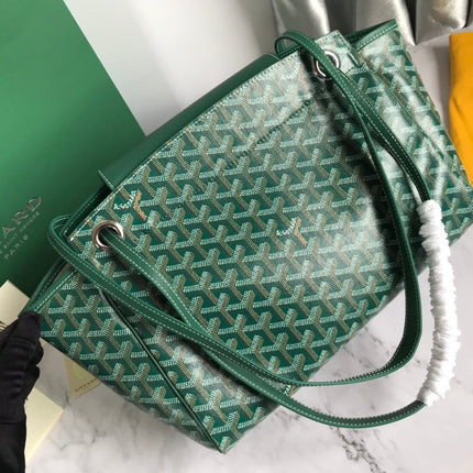GOYA 26S ROUETTE PM TOTE BAG 30MM IN DARK GREEN CANVAS AND CALFSKIN