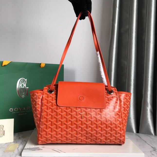 GOYA 26S ROUETTE PM TOTE BAG 30MM IN ORANGE CANVAS AND CALFSKIN