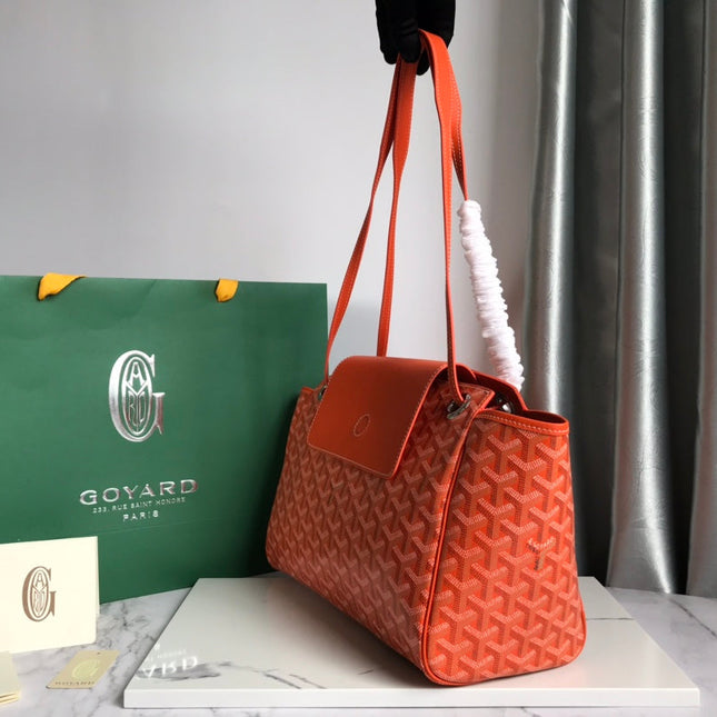 GOYA 26S ROUETTE PM TOTE BAG 30CM IN ORANGE CANVAS AND CALFSKIN