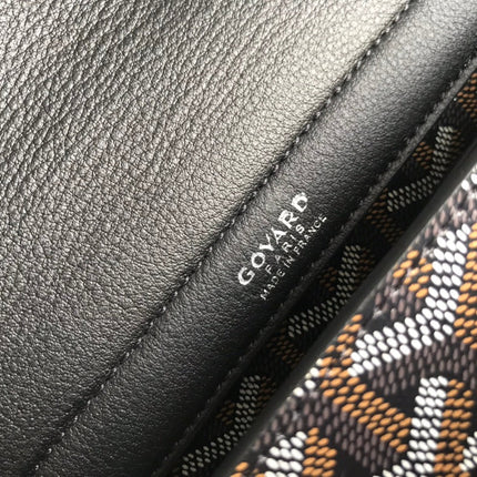 GOYA 26S ROUETTE PM TOTE BAG 30MM IN BLACK AND BROWN CANVAS AND CALFSKIN